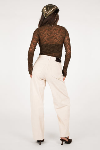 Corduroy jeans balloon fit beige - Fauve