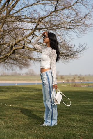 Straight leg jeans met stripe blauw - Xavi