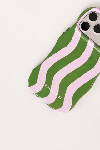 Telefoonhoesje iphone gestreept roze/groen - Lesley