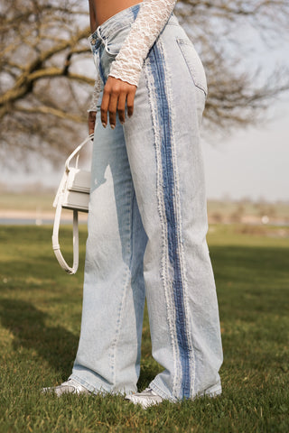 Straight leg jeans met stripe blauw - Xavi