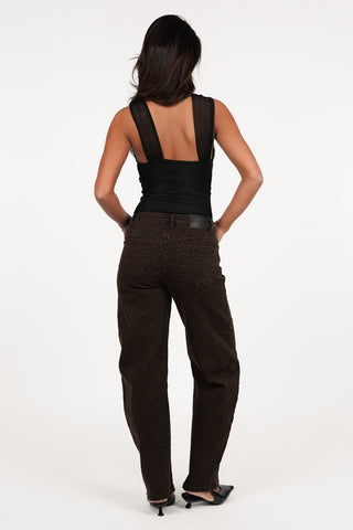 Balloon fit jeans panterprint bruin - Vesper