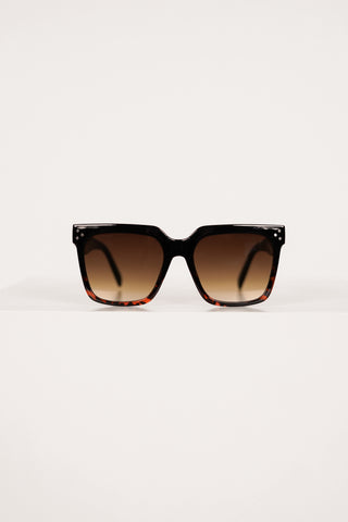 Vierkante zonnebril met bruine overloop - Kaylee