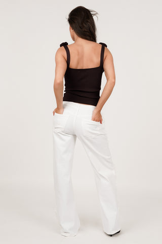 Wide leg jeans met rafels wit - Mirabelle