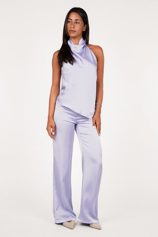 Halter top satijn lila - Moos