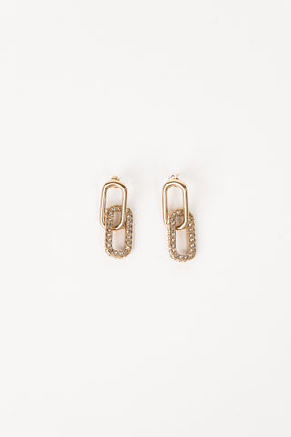 Schakel oorbellen met strass stenen goud - Liora
