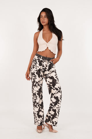 Halter cropped top beige - Jessy