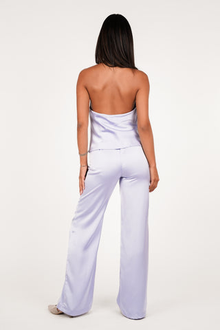 Satijnen broek straight leg lila - Sascha