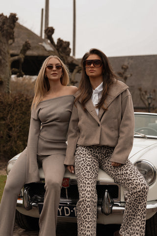 Korte jas met kraag taupe - Duffy