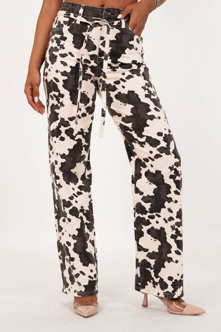 Wide leg jeans cow print - Livy