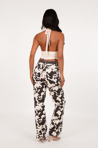 Wide leg jeans cow print - Livy