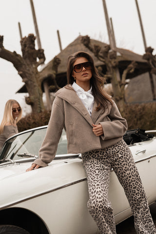 Korte jas met kraag taupe - Duffy