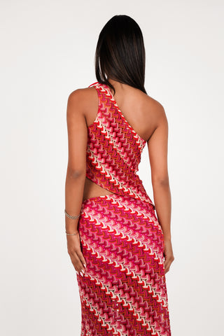 Top asymmetrisch retro roze - Melanie