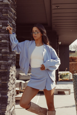 Bomberjacket met rits blauw - Britney