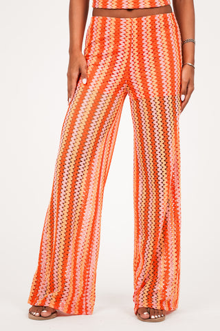 Wijde broek see-trough multi color - Xena