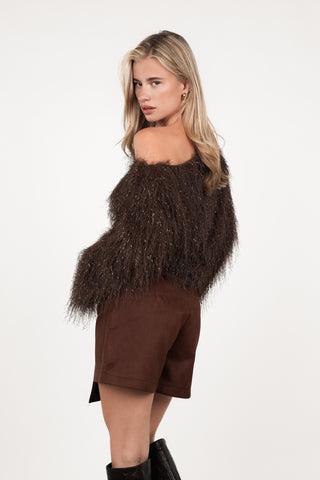 Skort suede met overslag bruin - Presley