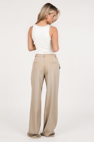 Tall wide leg pantalon taupe - Josje