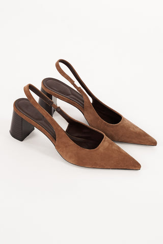 Slingback pumps met blokhak camel - Cato