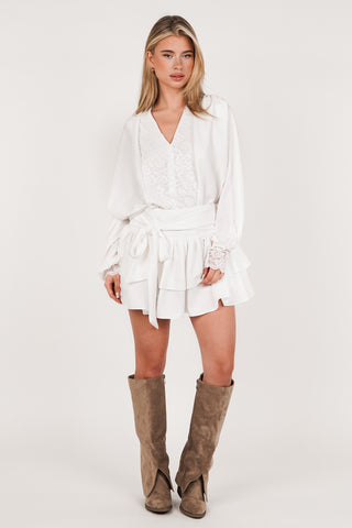 Wijde blouse wit met kant - Gaby