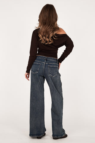 Low waist jeans with studs blue - Madelon