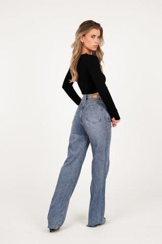 Wide leg jeans tall blauw - Devia