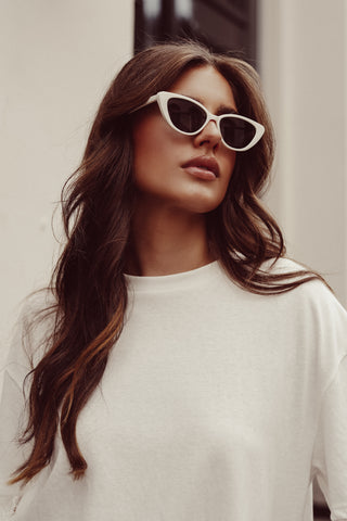 Cat eye zonnebril wit - Millie