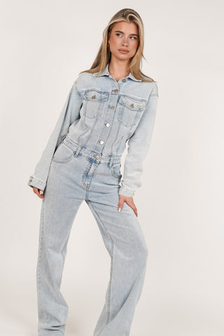 Jumpsuit denim met straight leg blauw - Jenna