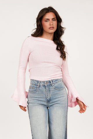 Ribbed top met stretch roze - Doris