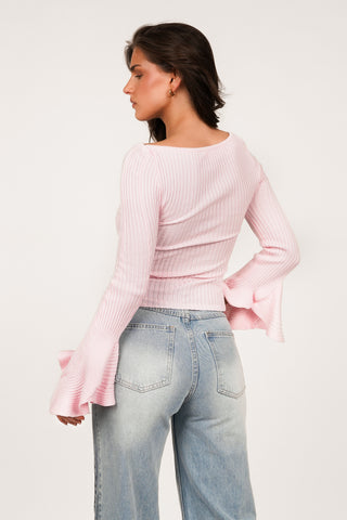 Ribbed top met stretch roze - Doris