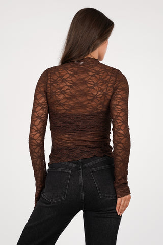 Kanten mesh top bruin - Jamy