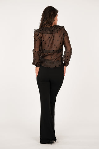 Flared pantalon met bies zwart - Poppy