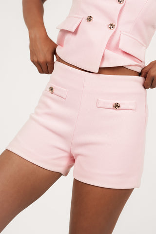 High waist short met gouden knopen roze - Jady
