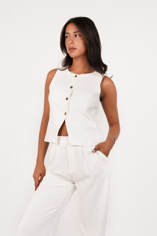 Gilet met gouden knopen wit - Marley