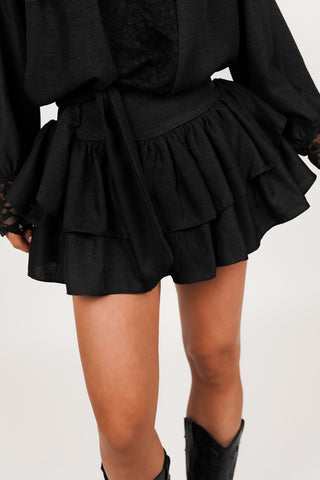Ruffle rokje met strikdetail zwart - Alina