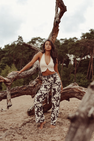 Wide leg jeans cow print - Livy