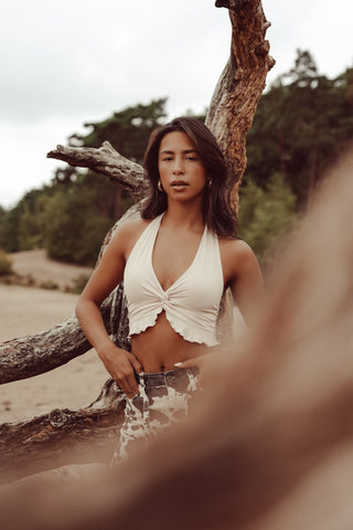 Halter cropped top beige - Jessy