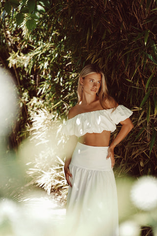 Croptop off shoulder wit - Aubrey