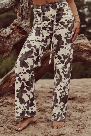 Wide leg jeans cow print - Livy