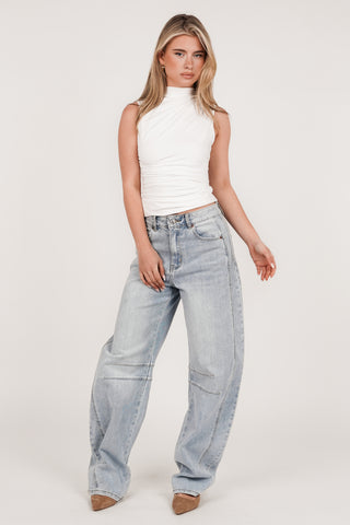 Mouwloze top met stretch wit - Cecile