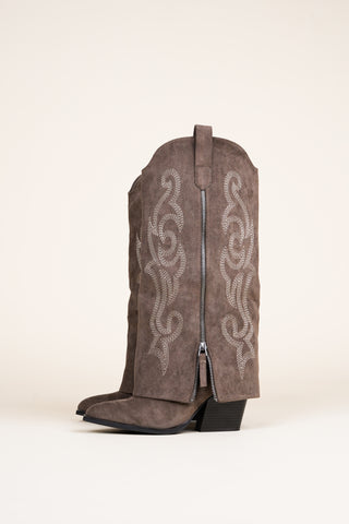 Cowboy laarzen met overslag khaki - Willow