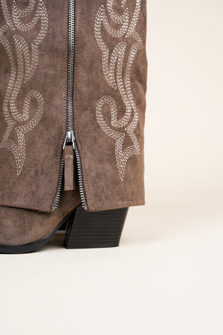 Cowboy laarzen met overslag khaki - Willow
