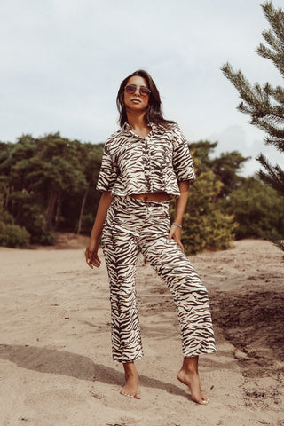 Wijde jeans met 7/8 model zebra - Pip