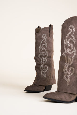 Cowboy laarzen met overslag khaki - Willow
