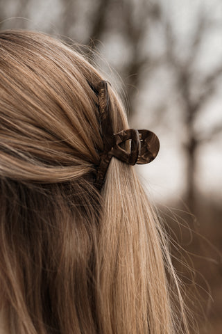 Haarclip smal marmer bruin - Sally