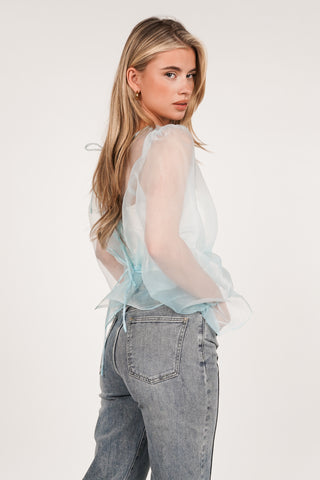 Doorschijnende blouse wijd blauw - Alba