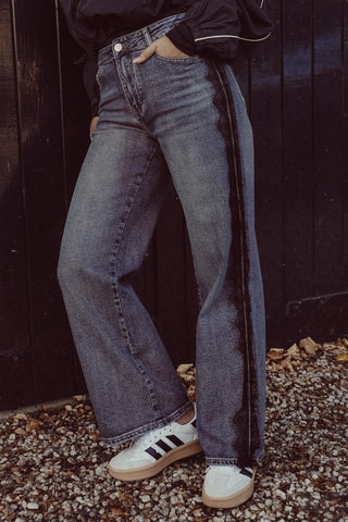 Petite straight leg jeans blauw met kant - Pomme