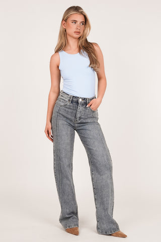 Halter bodysuit met stretch licht blauw - Davina