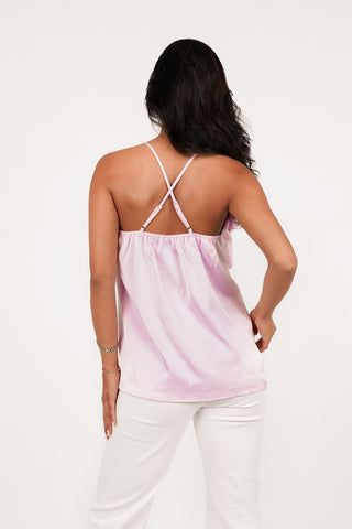Ruffle top satijn roze - Luna