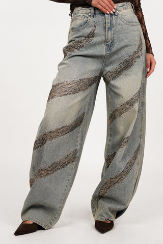 Balloon fit jeans met strass acid blauw - Riff
