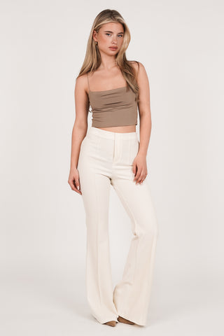Flared pantalon met bies creme - Poppy