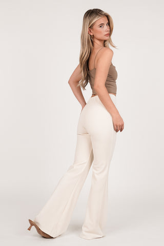 Flared pantalon met bies creme - Poppy